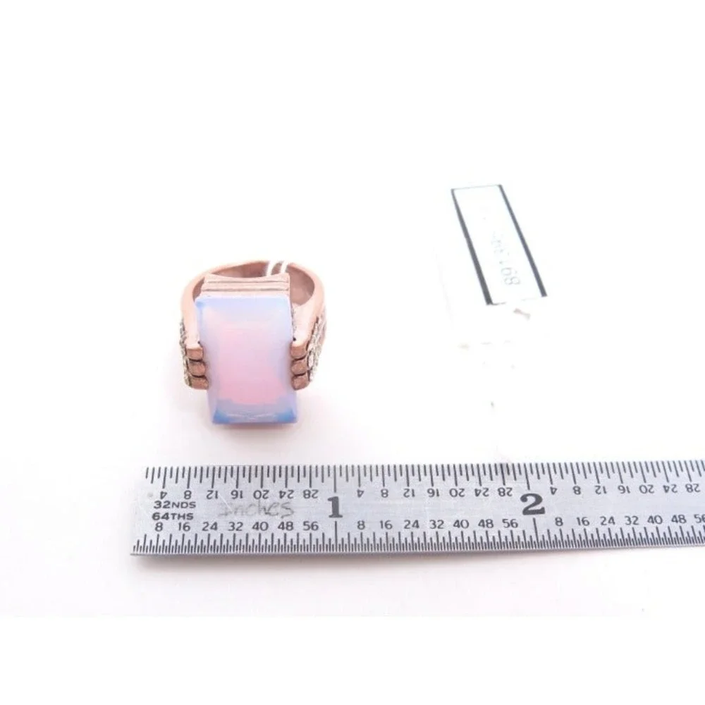 Faux Opal Copper Emerald Cut Ring‎